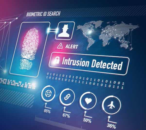 Biometrics and Fingerprint Scan Security Technology Concept